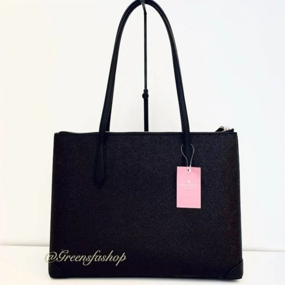 Kate spade shimmy glitter tote shoulder bag black new - Picture 2 of 11